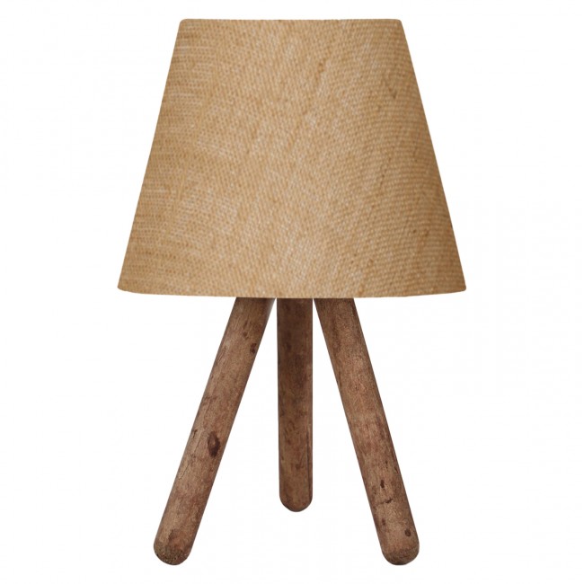 Φωτιστικό επιτραπέζιο από MDF/ύφασμα σε καρυδί/μπεζ χρώμα Φ22x32