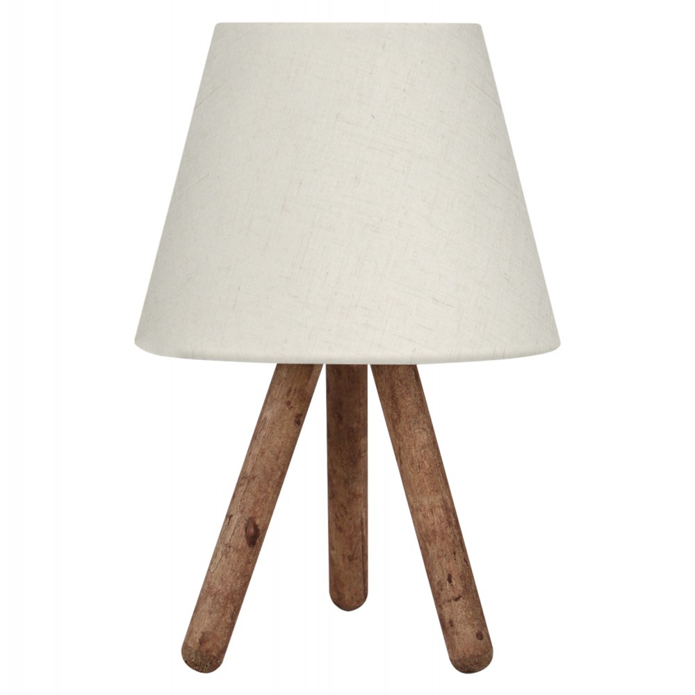 Φωτιστικό επιτραπέζιο από MDF/ύφασμα σε καρυδί/εκρού χρώμα Ε27 Φ22x32