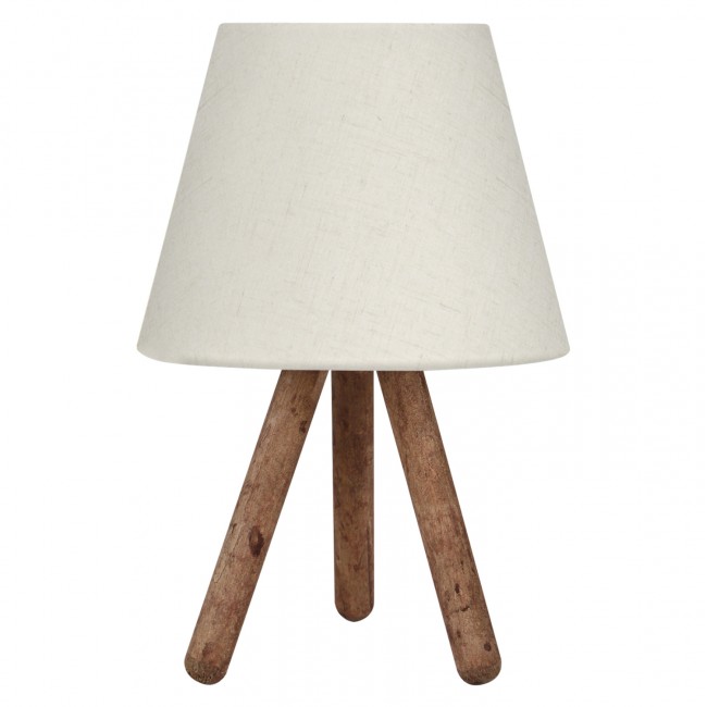 Φωτιστικό επιτραπέζιο από MDF/ύφασμα σε καρυδί/εκρού χρώμα Ε27 Φ22x32