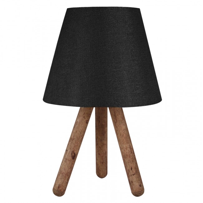 Φωτιστικό επιτραπέζιο από MDF/ύφασμα σε καρυδί/μαύρο χρώμα Ε27 Φ22x32