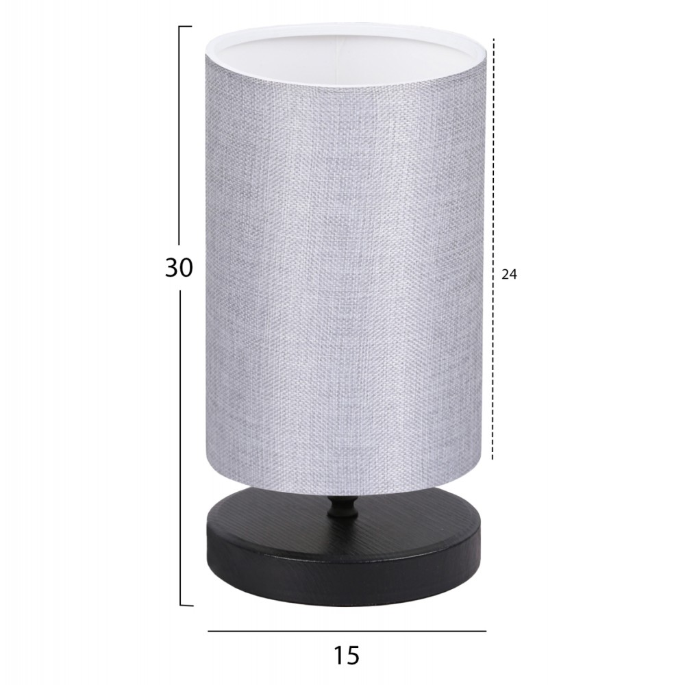 Επιτραπέζιο φωτιστικό από ξύλο/ύφασμα σε χρώμα μαύρο/γκρι 15x30