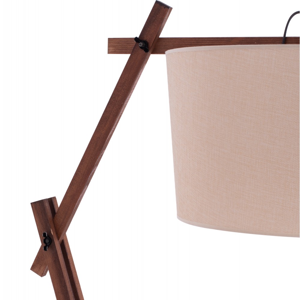 Φωτιστικό δαπέδου από ξύλο/ύφασμα σε χρώμα καρυδί/μπεζ 54x54x170