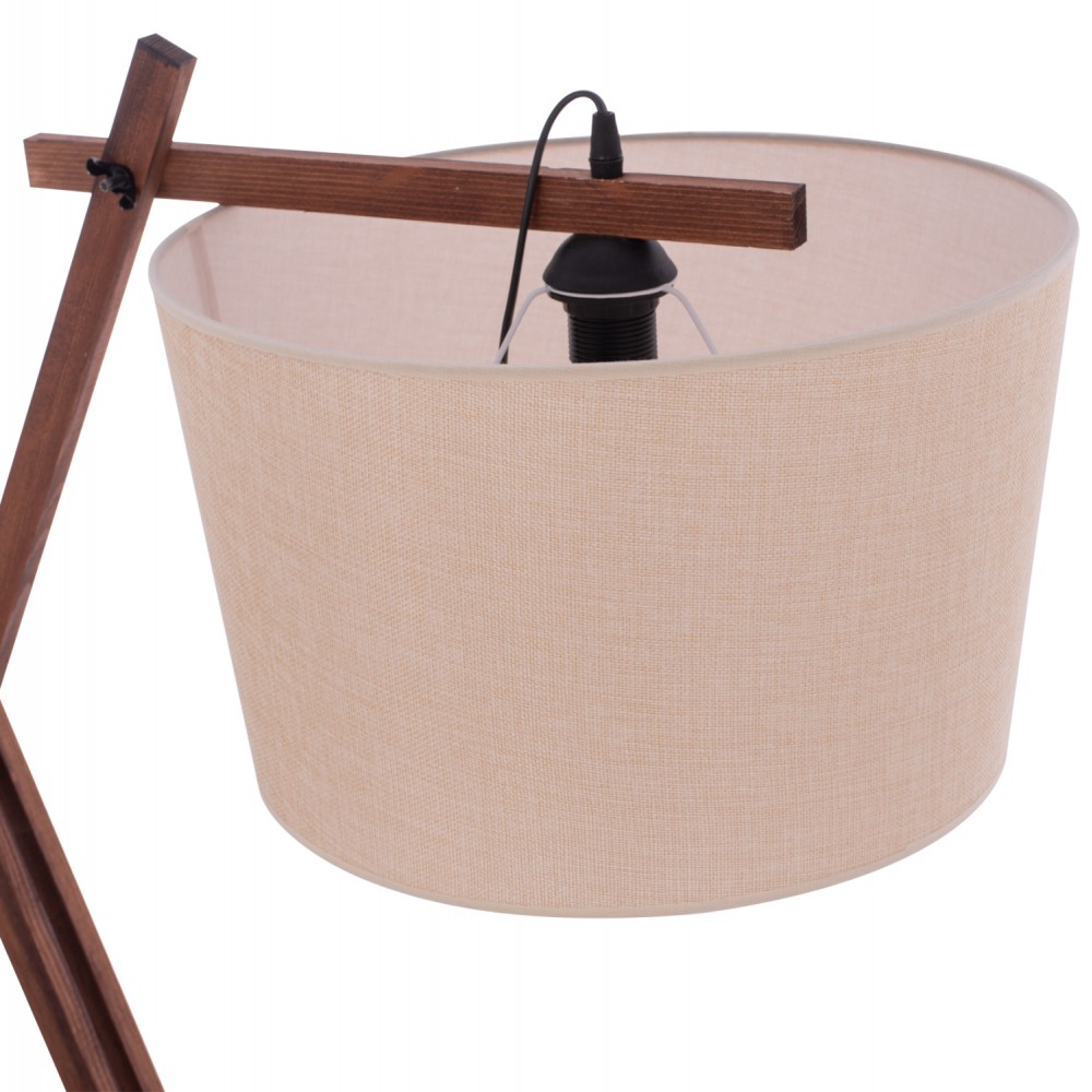 Φωτιστικό δαπέδου από ξύλο/ύφασμα σε χρώμα καρυδί/μπεζ 54x54x170