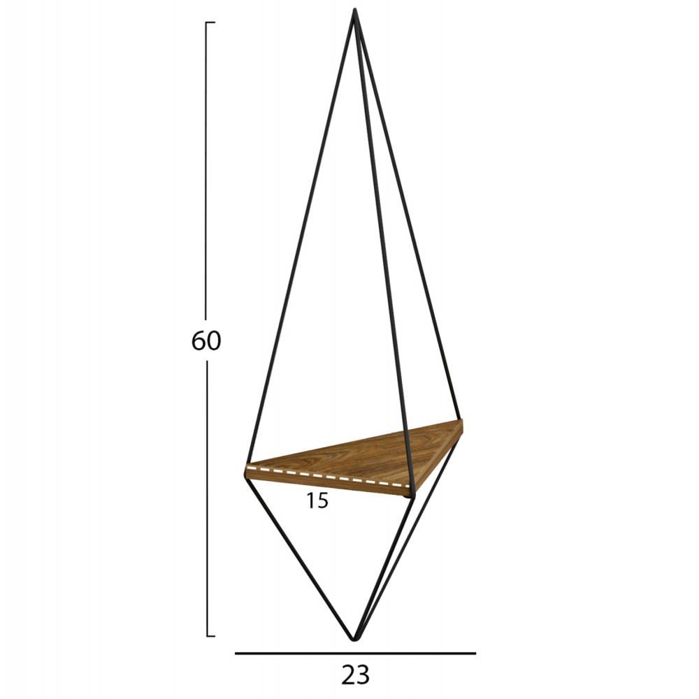 Ράφια τοίχου 2τμχ "CANNARD" από μέταλλο σε χρώμα φυσικό/μαύρο 23x15x60