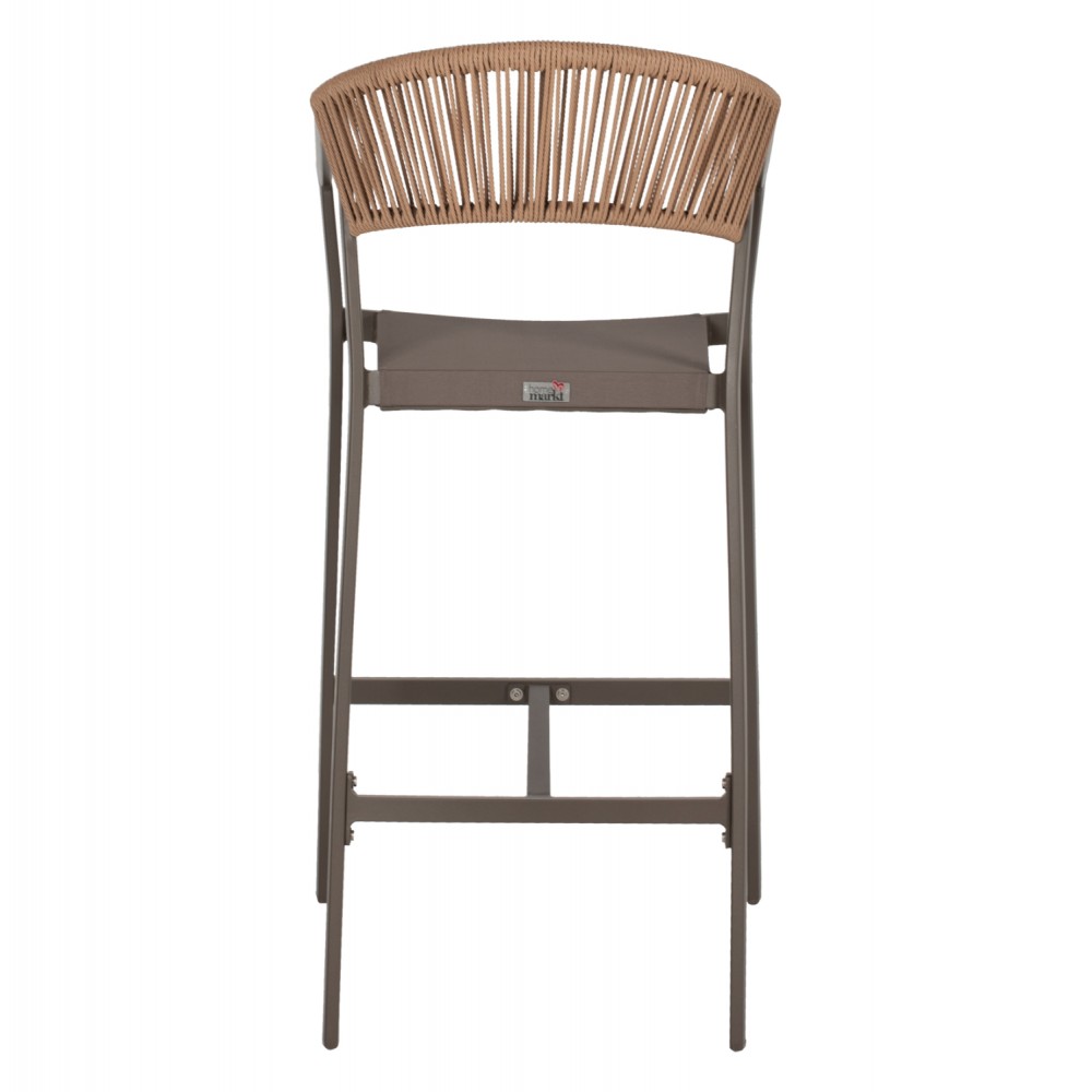 Σκαμπώ μπαρ εξωτερικού χώρου από αλουμίνιο/rattan σε σαμπανί/μπεζ χρώμα 56x58x105