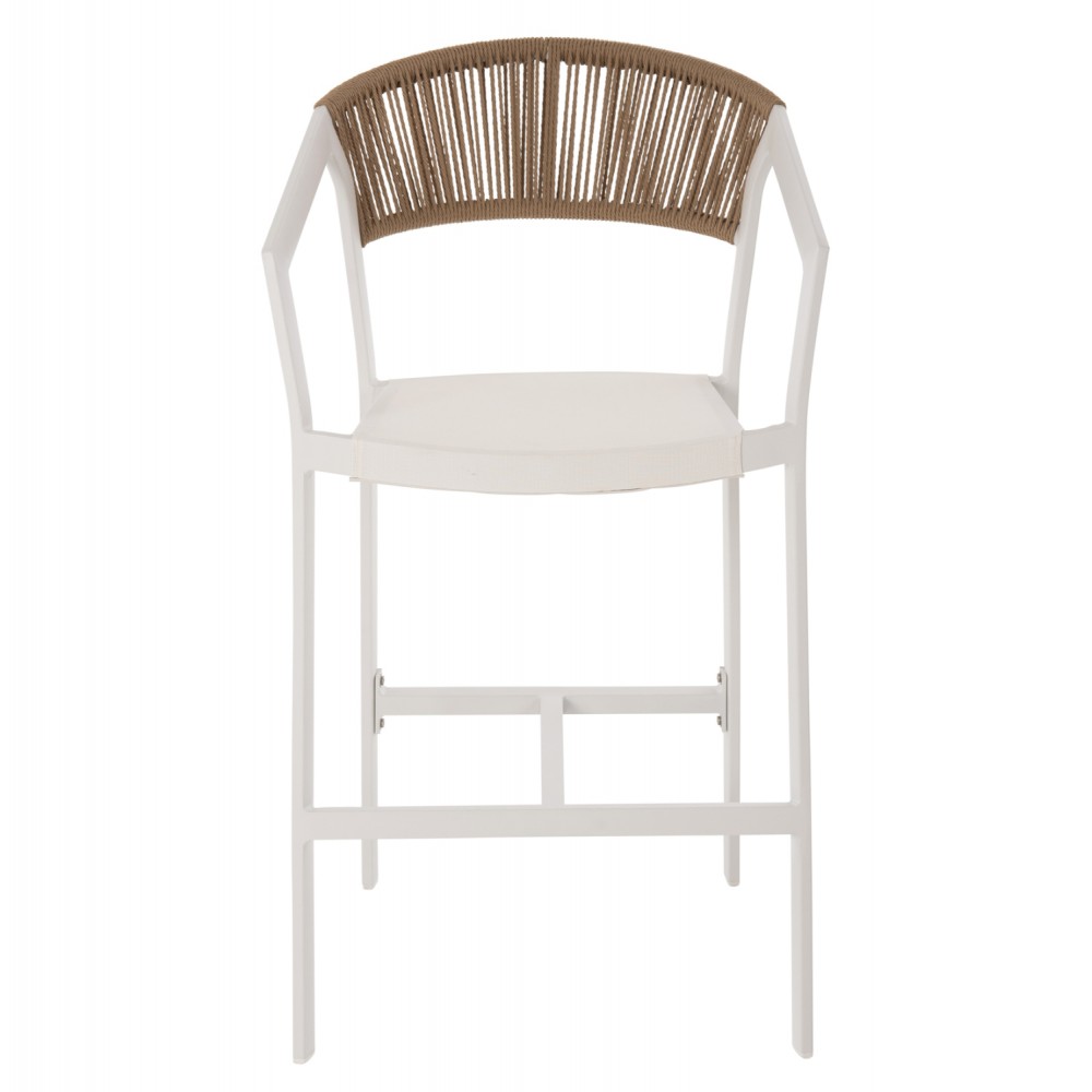 Σκαμπώ μπαρ εξωτερικού χώρου από αλουμίνιο/rattan σε λευκό/μπεζ χρώμα 57x57x99,5