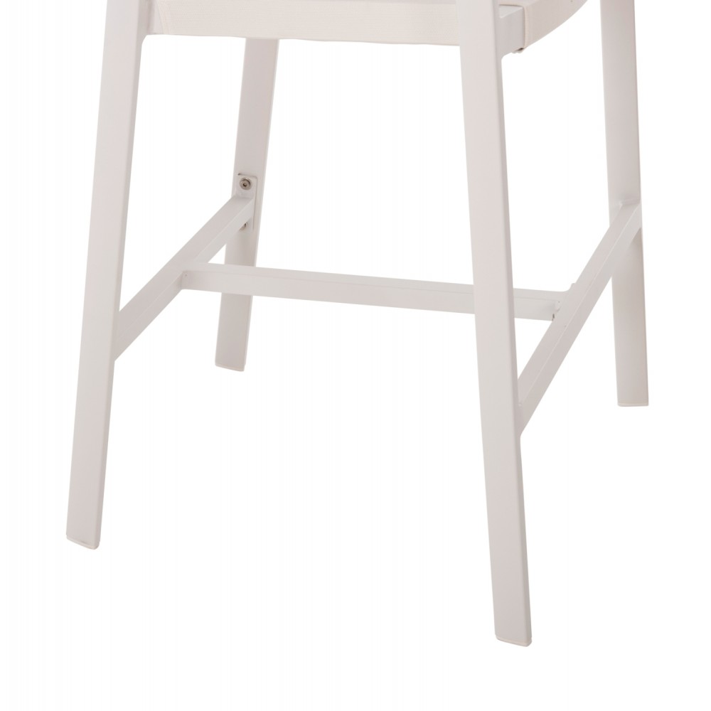 Σκαμπώ μπαρ εξωτερικού χώρου από αλουμίνιο/rattan σε λευκό/μπεζ χρώμα 57x57x99,5