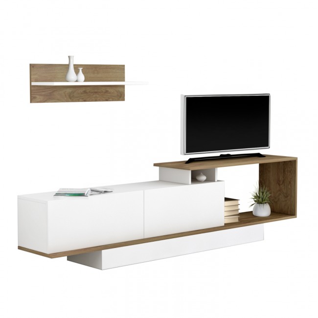 Σύνθεση τηλεόρασης "GARCELLE" σε φυσικό/λευκό χρώμα 180x29,6x45