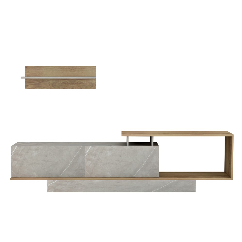 Σύνθεση τηλεόρασης "GARCELLE" σε φυσικό/γκρι χρώμα 180x29,6x45