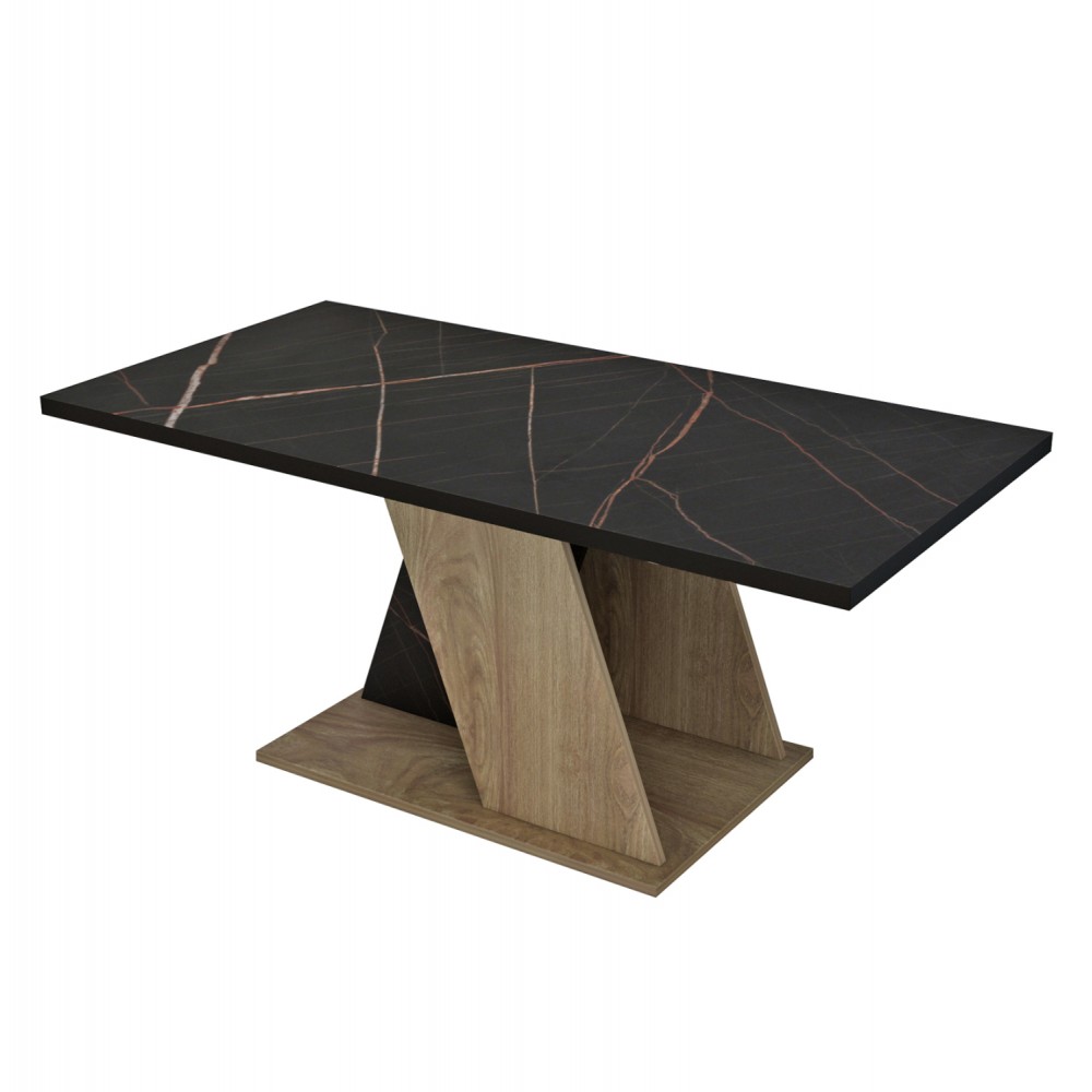 Τραπέζι σαλονιού "DILE" σε χρώμα φυσικό και μαύρο μαρμάρου 110x55x47