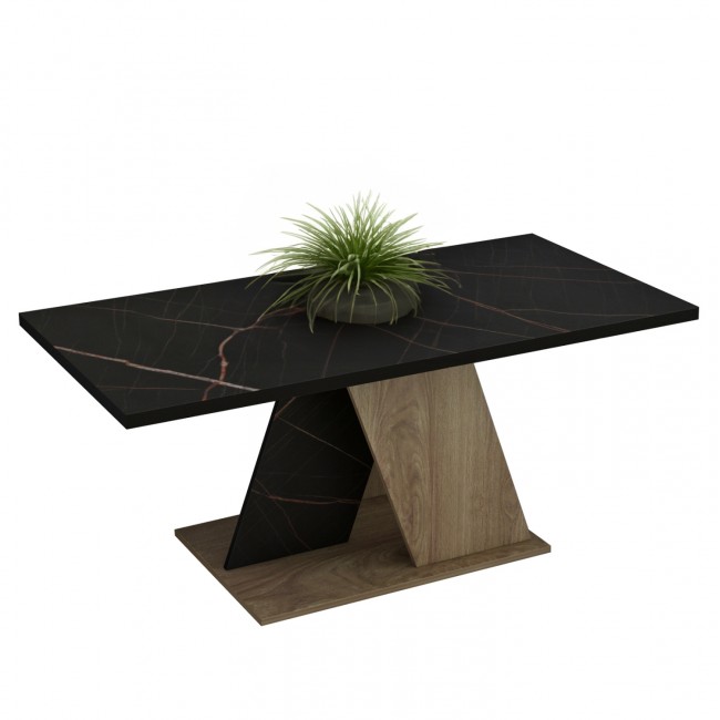 Τραπέζι σαλονιού "DILE" σε χρώμα φυσικό και μαύρο μαρμάρου 110x55x47