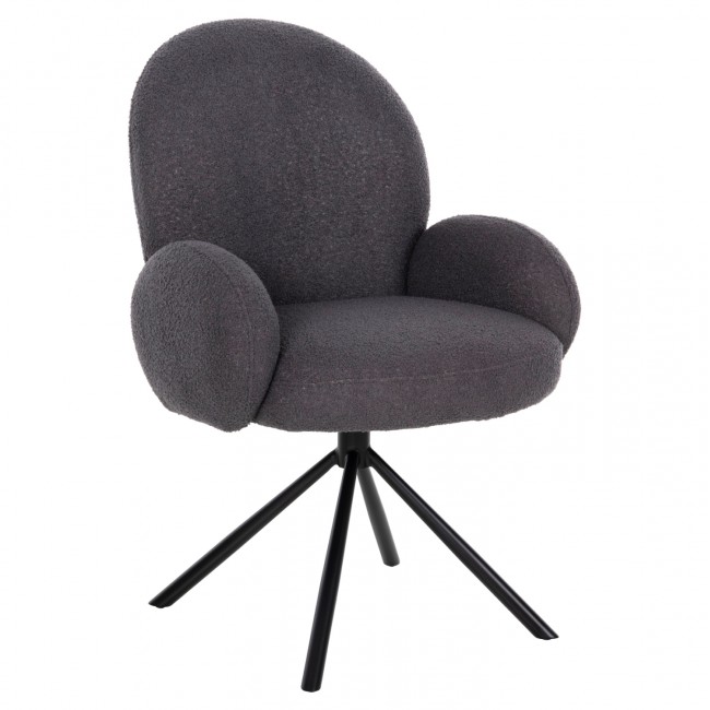 Πολυθρόνα περιστρεφόμενη "WINON" από μέταλλο/ύφασμα σε χρώμα μαύρο/γκρι 65x67x92