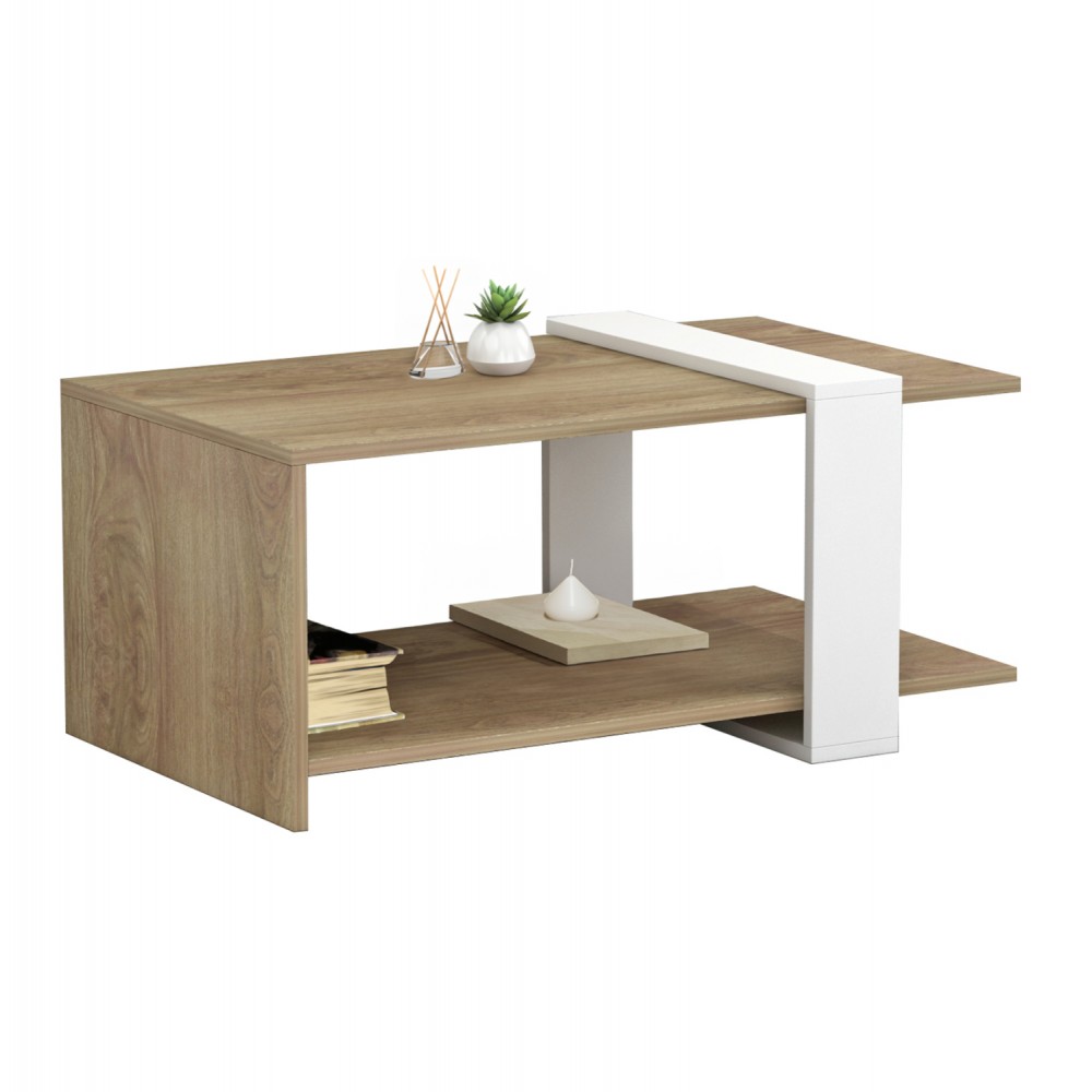 Τραπέζι σαλονιού "WILMA" σε χρώμα φυσικό/λευκό 80Χ50Χ35