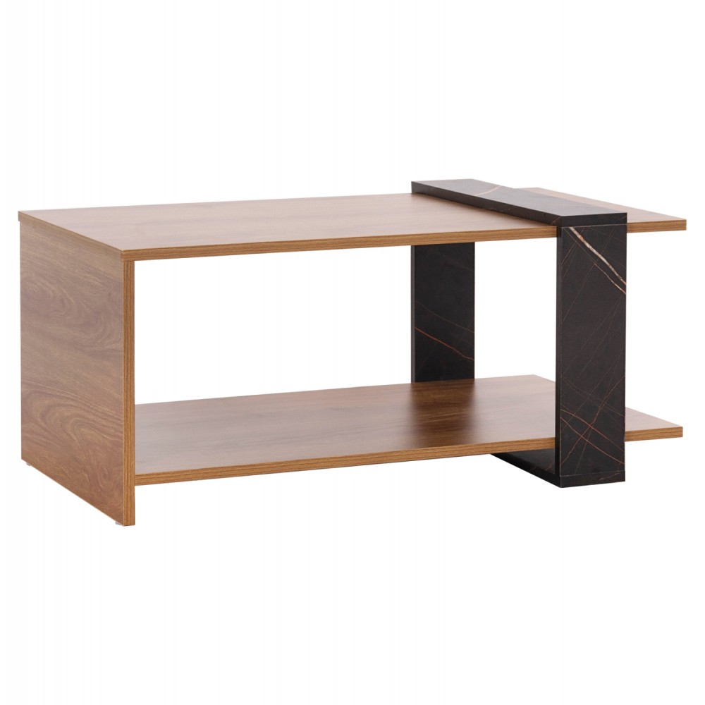 Τραπέζι σαλονιού "WILMA" σε χρώμα φυσικό/μαύρο μαρμάρου 80Χ50Χ35