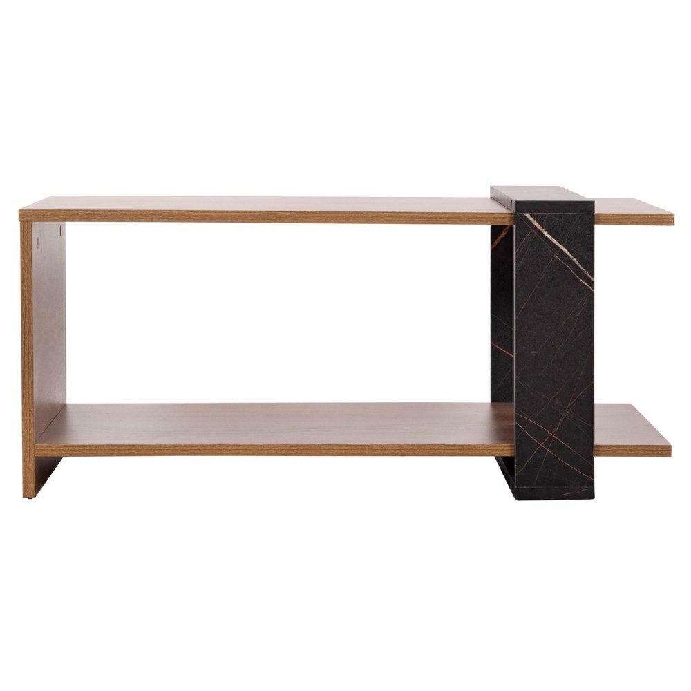 Τραπέζι σαλονιού "WILMA" σε χρώμα φυσικό/μαύρο μαρμάρου 80Χ50Χ35