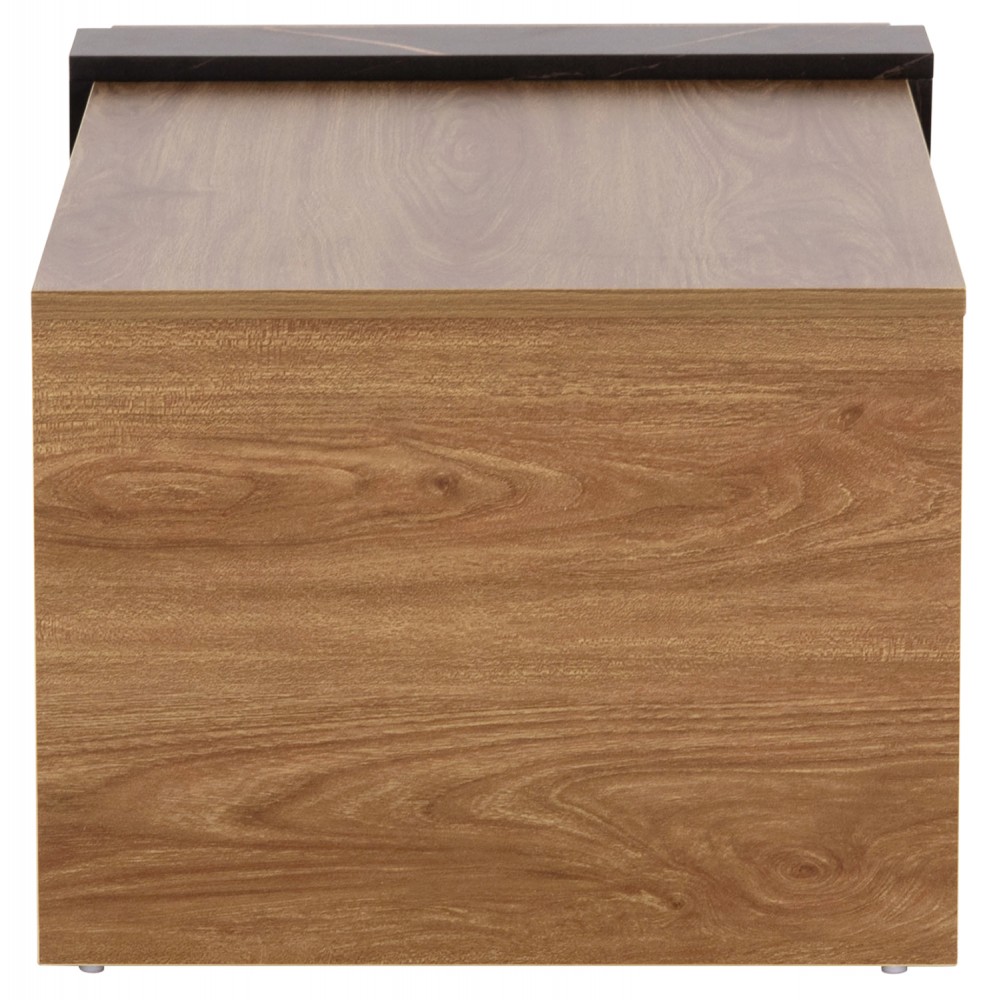 Τραπέζι σαλονιού "WILMA" σε χρώμα φυσικό/μαύρο μαρμάρου 80Χ50Χ35