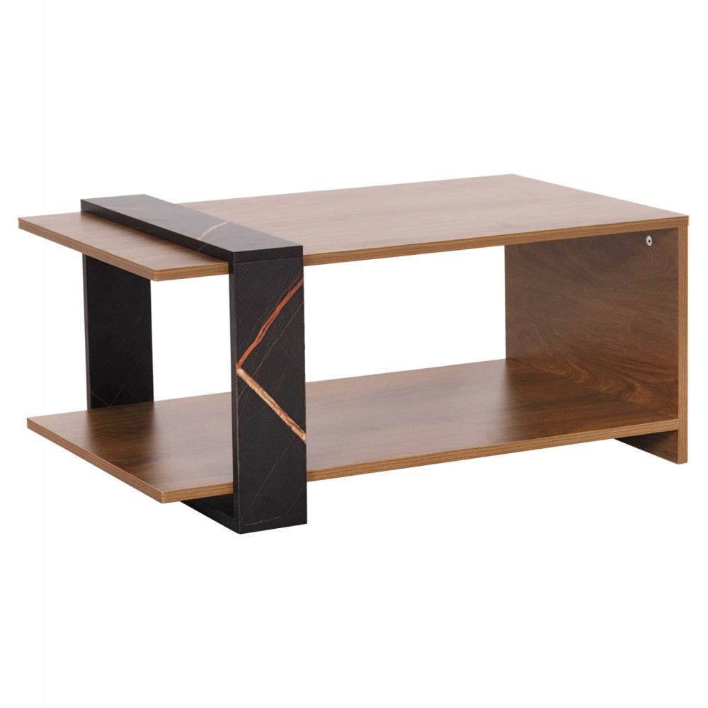 Τραπέζι σαλονιού "WILMA" σε χρώμα φυσικό/μαύρο μαρμάρου 80Χ50Χ35