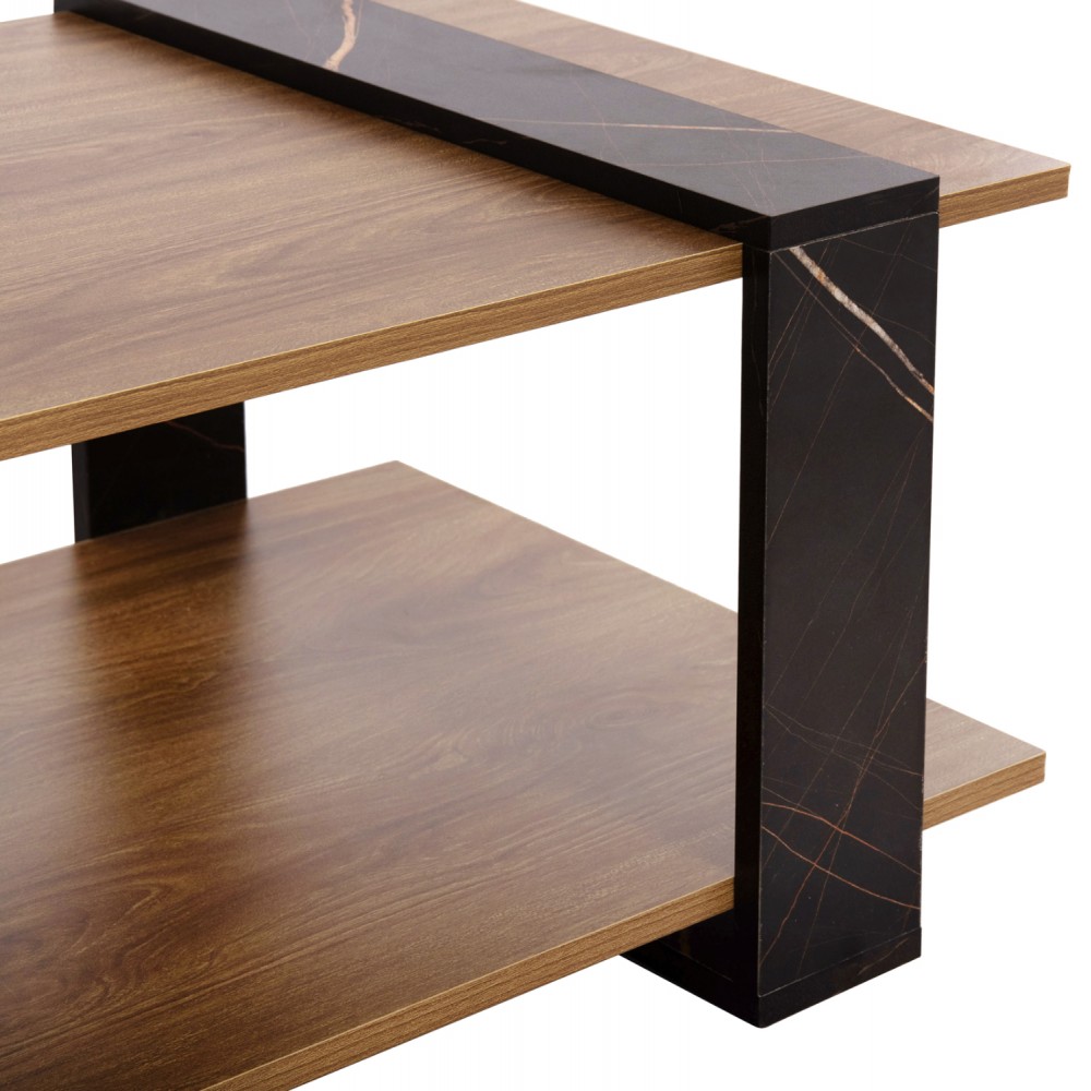 Τραπέζι σαλονιού "WILMA" σε χρώμα φυσικό/μαύρο μαρμάρου 80Χ50Χ35