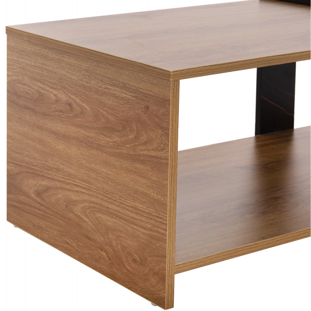 Τραπέζι σαλονιού "WILMA" σε χρώμα φυσικό/μαύρο μαρμάρου 80Χ50Χ35