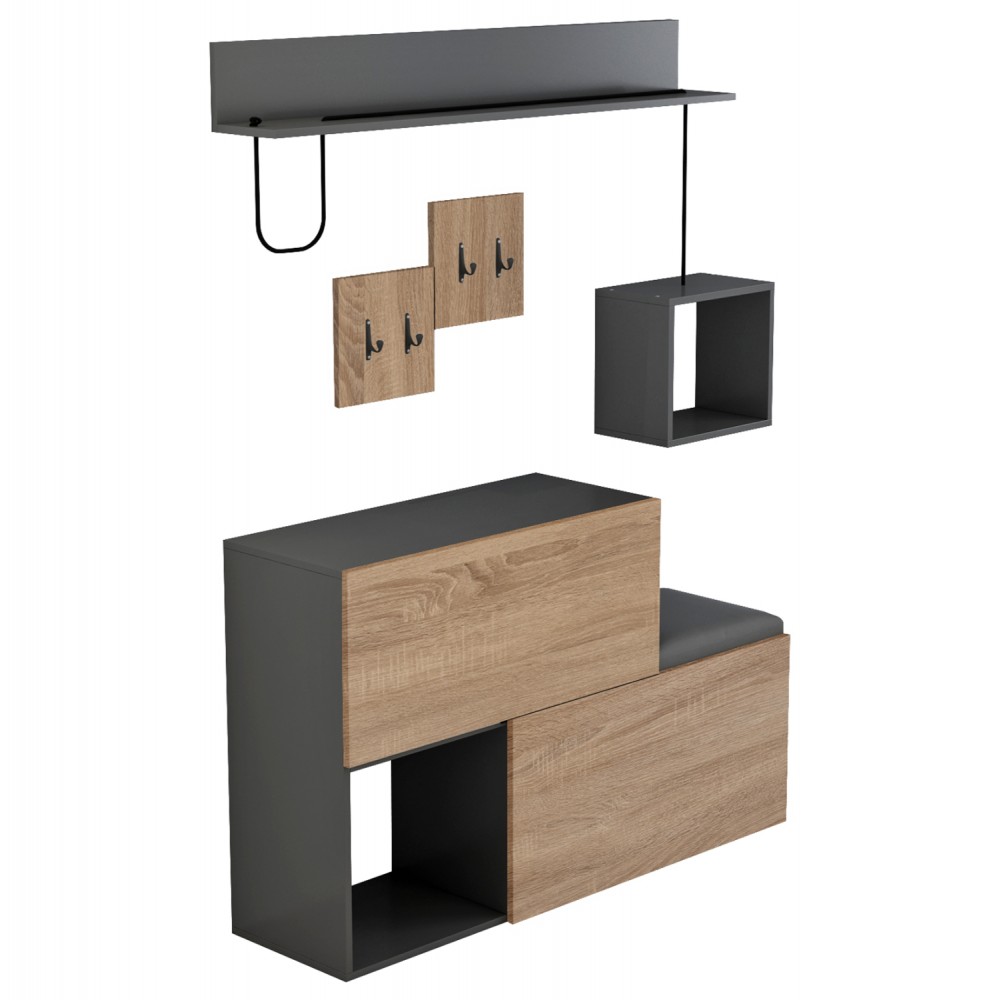 Έπιπλο εισόδου "CERB" σε χρώμα σονόμα/γκρι 120x20x72