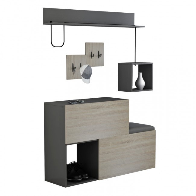 Έπιπλο εισόδου "CERB" σε χρώμα σονόμα/γκρι 120x20x72