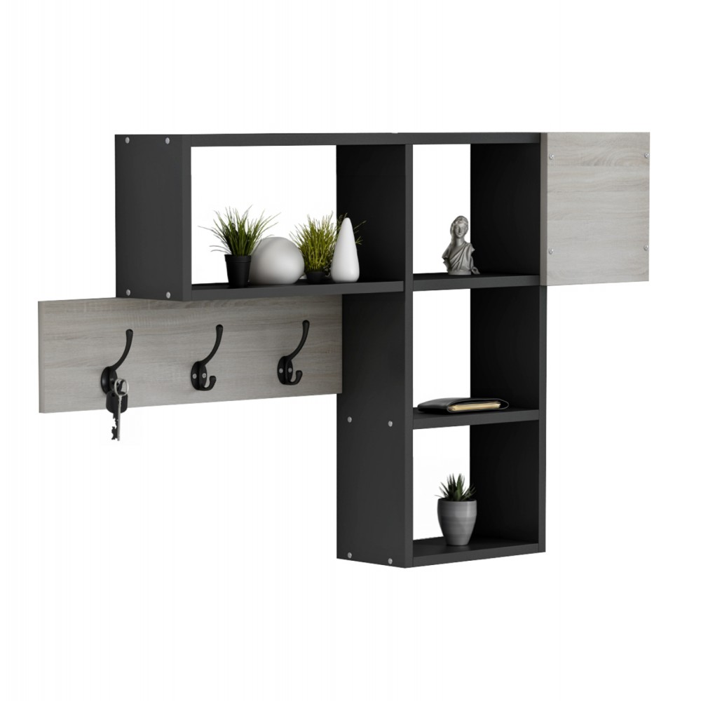 Κρεμάστρα εισόδου με ράφια "HARLAN" σε χρώμα σονόμα/γκρι 99,5x15x61