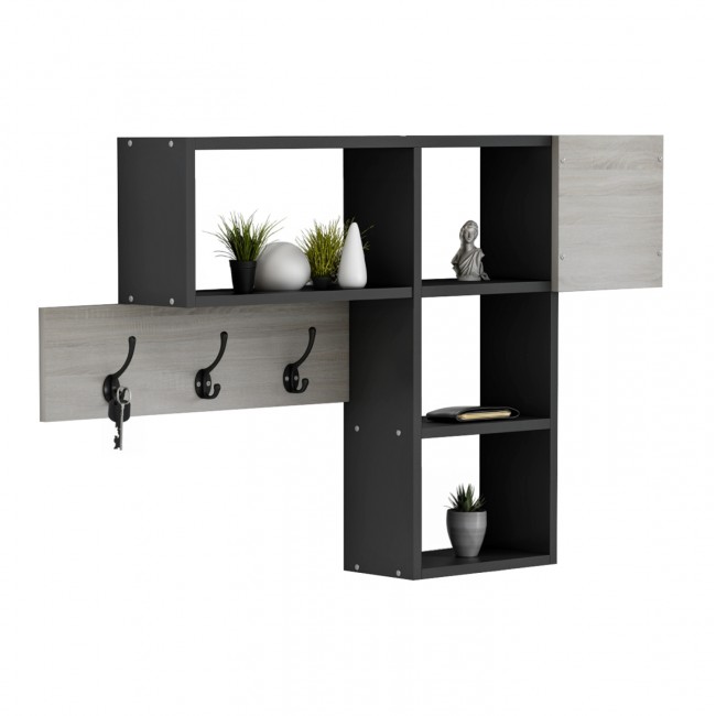 Κρεμάστρα εισόδου με ράφια "HARLAN" σε χρώμα σονόμα/γκρι 99,5x15x61