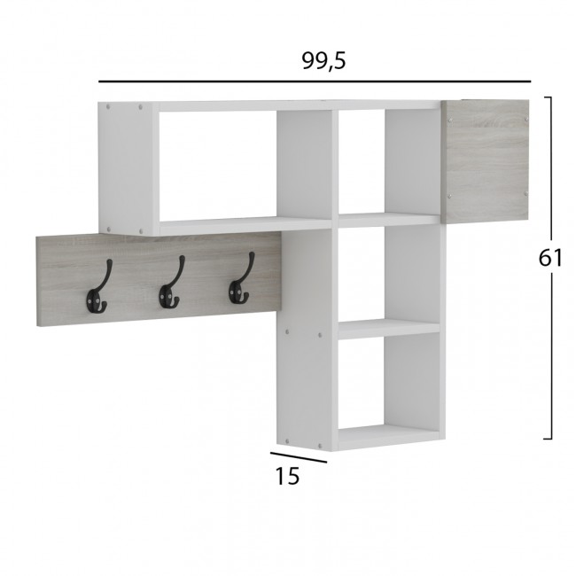 Κρεμάστρα εισόδου με ράφια "HARLAN" σε χρώμα σονόμα/λευκό 99,5x15x61