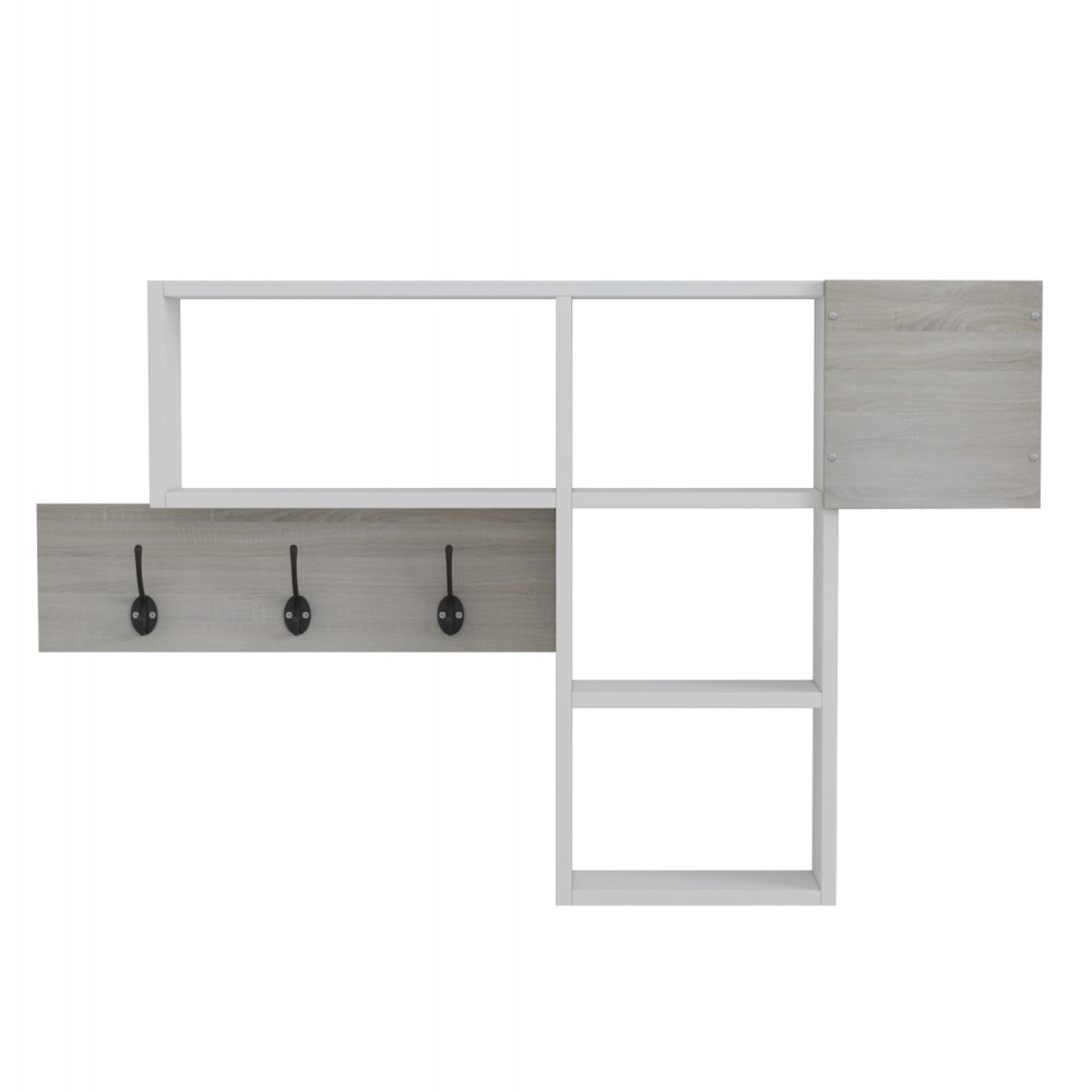 Κρεμάστρα εισόδου με ράφια "HARLAN" σε χρώμα σονόμα/λευκό 99,5x15x61