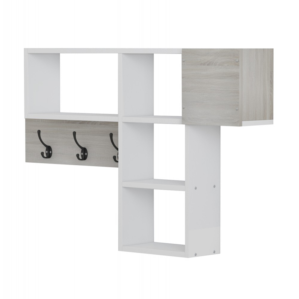 Κρεμάστρα εισόδου με ράφια "HARLAN" σε χρώμα σονόμα/λευκό 99,5x15x61