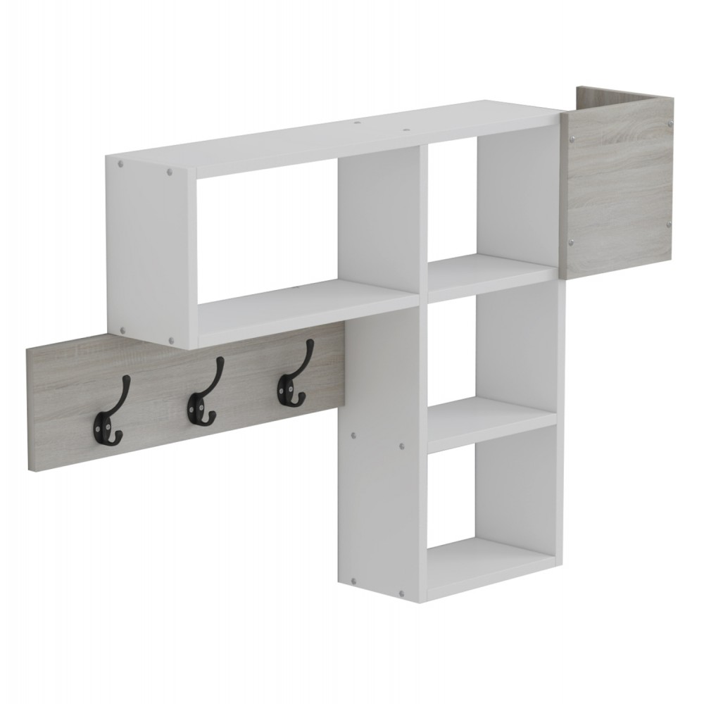 Κρεμάστρα εισόδου με ράφια "HARLAN" σε χρώμα σονόμα/λευκό 99,5x15x61