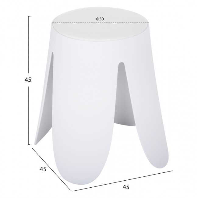 Σκαμπό "DENTY" από πολυπροπυλένιο σε χρώμα λευκό 45x45x45