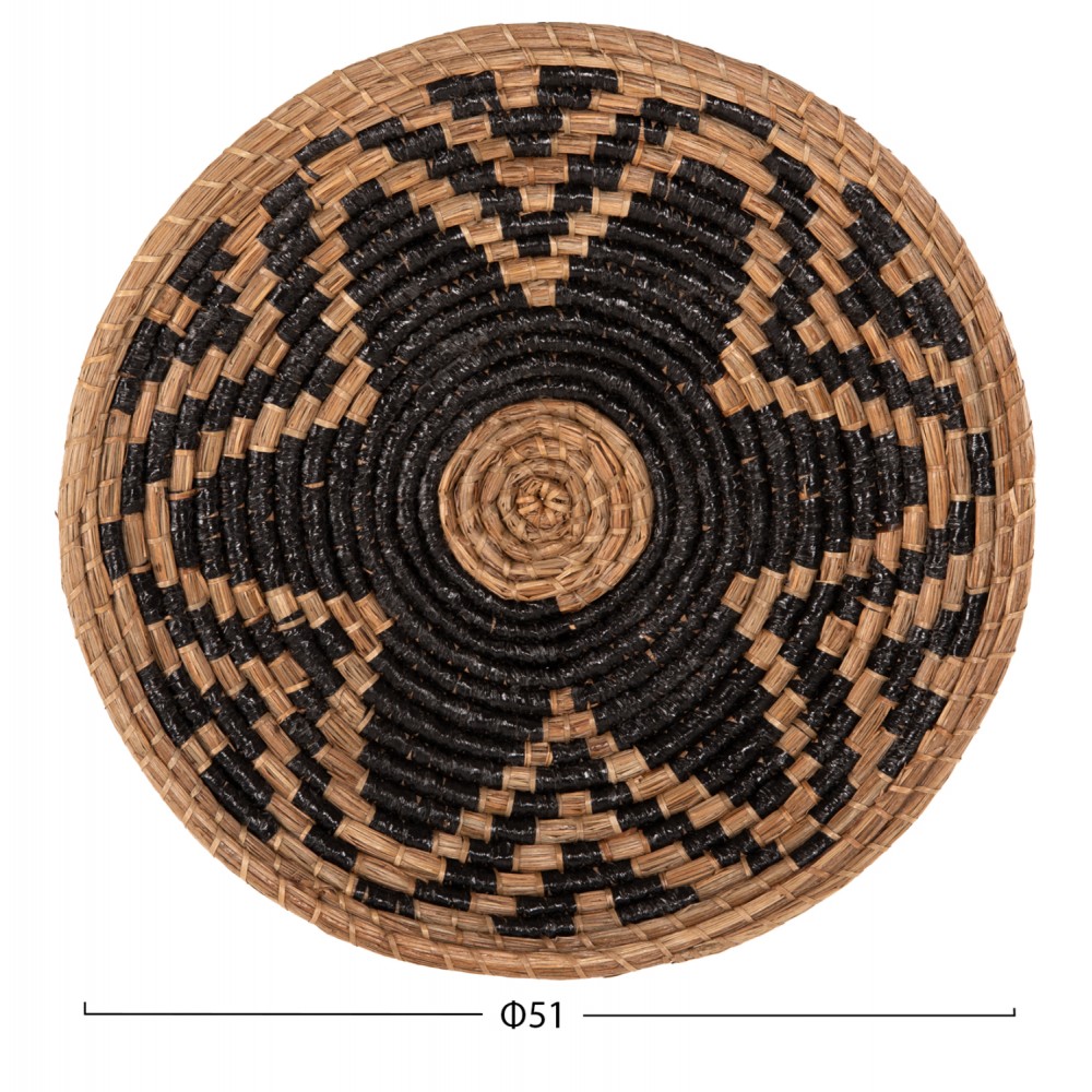 Διακοσμητικό τοίχου από ψάθα σε φυσικό/μαύρο χρώμα Φ51