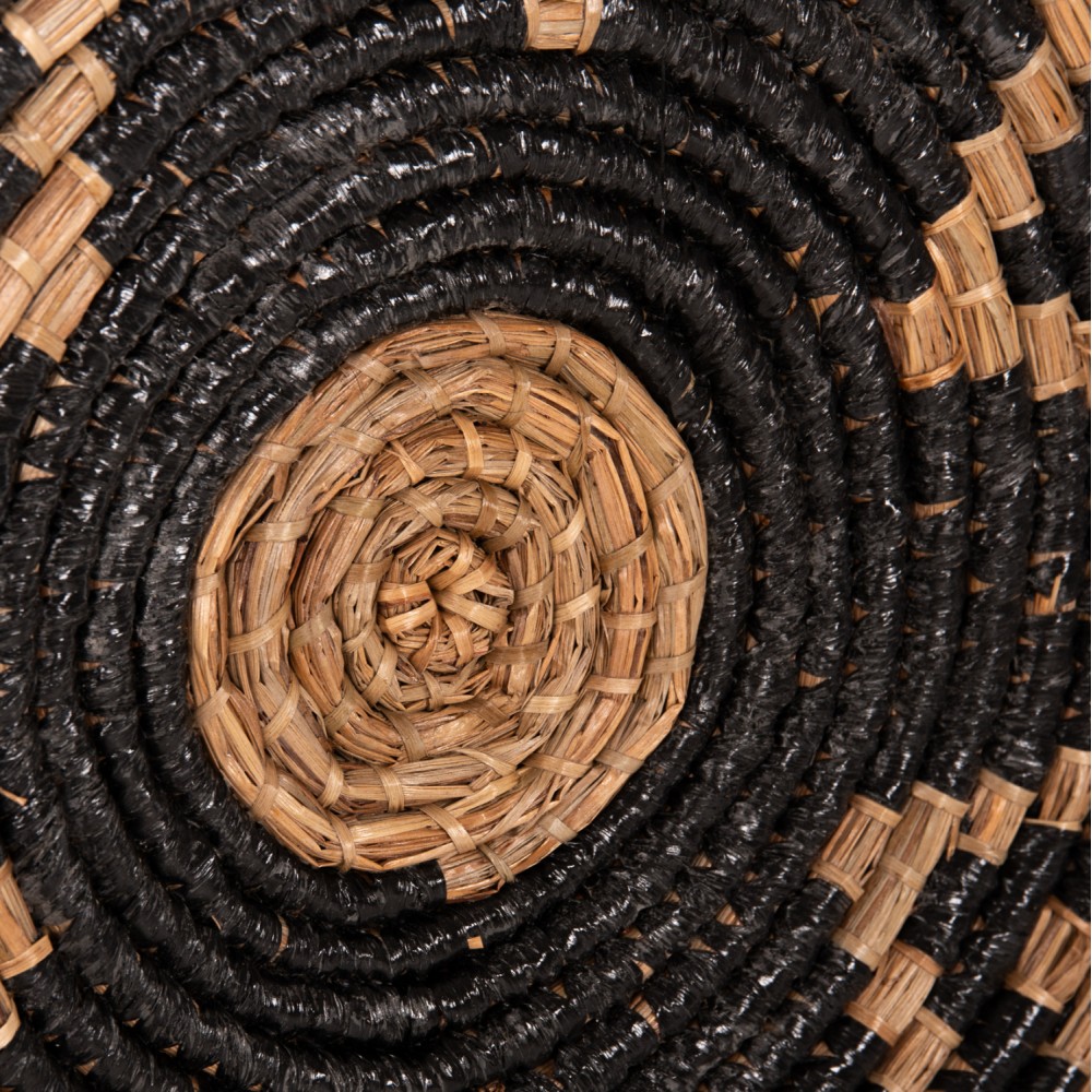 Διακοσμητικό τοίχου από ψάθα σε φυσικό/μαύρο χρώμα Φ51