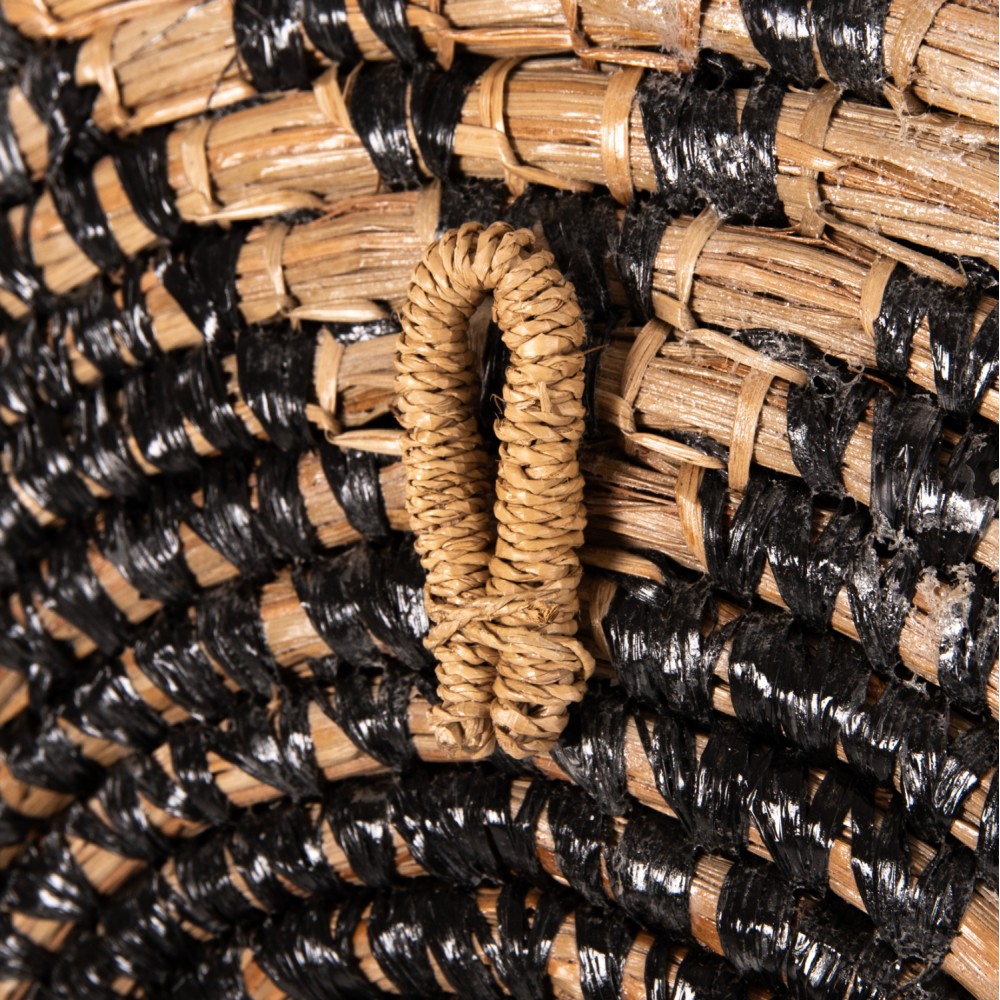 Διακοσμητικό τοίχου από ψάθα σε φυσικό/μαύρο χρώμα Φ51