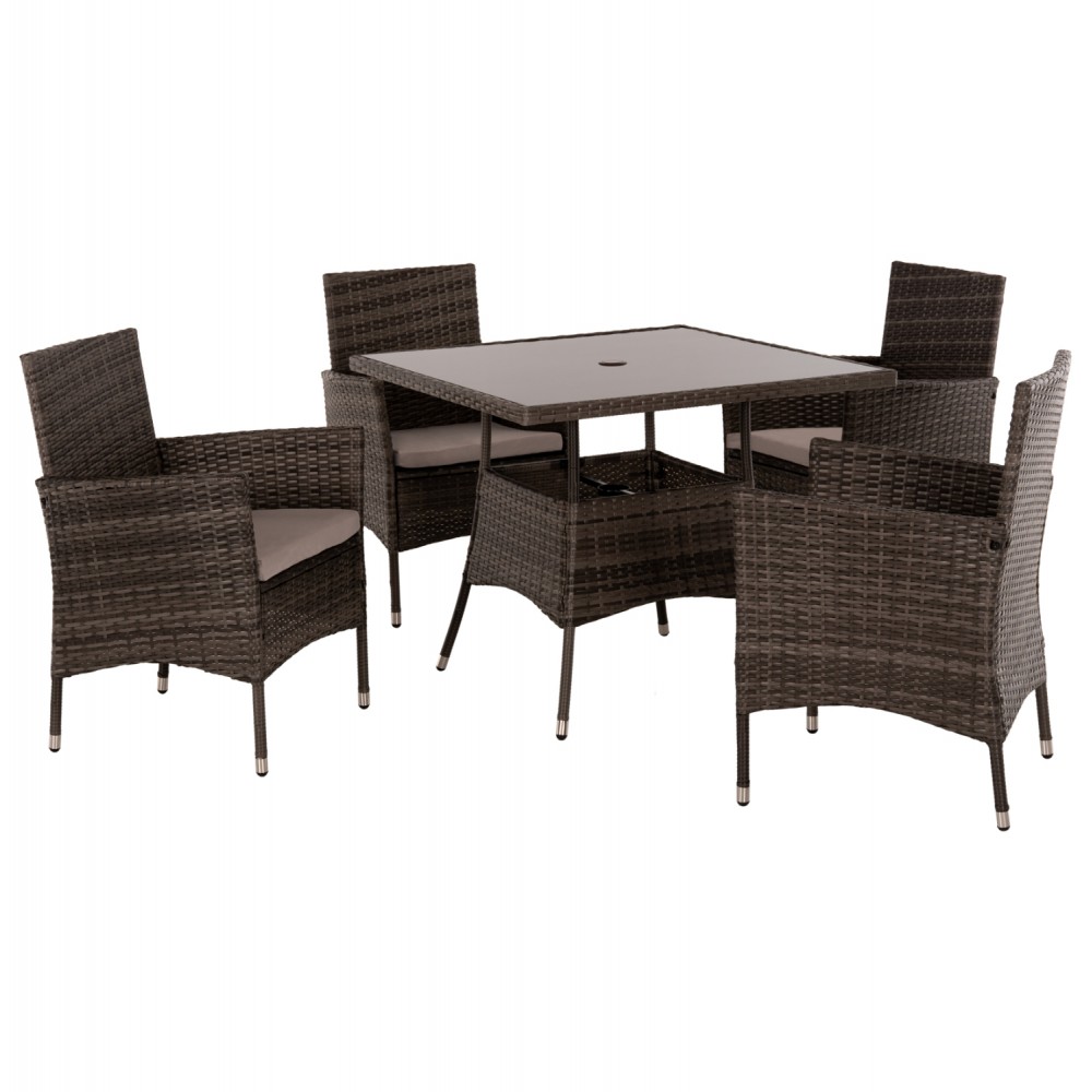 Σετ εξωτερικού χώρου 5τμχ από μέταλλο/ρατταν σε χρώμα καφέ 90x90x74