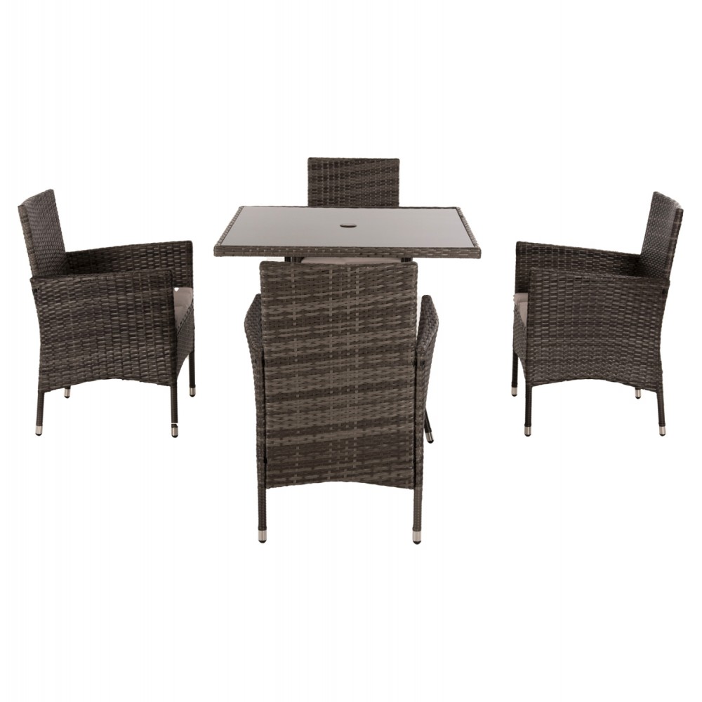 Σετ εξωτερικού χώρου 5τμχ από μέταλλο/ρατταν σε χρώμα καφέ 90x90x74