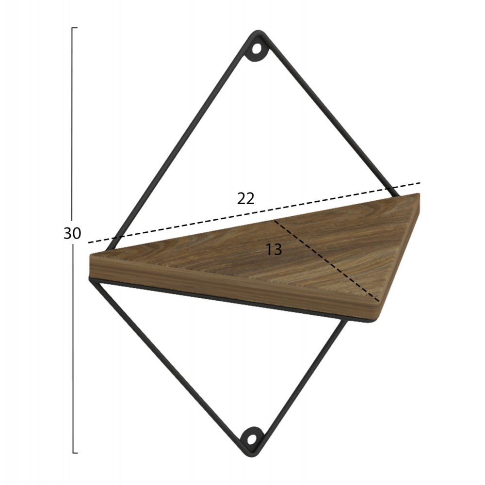 Ράφια τοίχου 2τμχ "EVERLEIGH" από μέταλλο σε χρώμα φυσικό/μαύρο 22x13x30