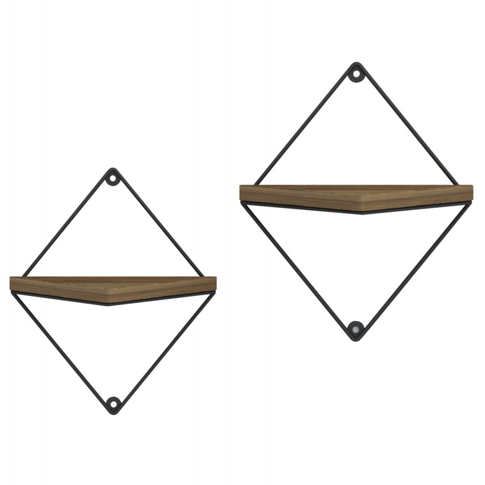 Ράφια τοίχου 2τμχ "EVERLEIGH" από μέταλλο σε χρώμα φυσικό/μαύρο 22x13x30