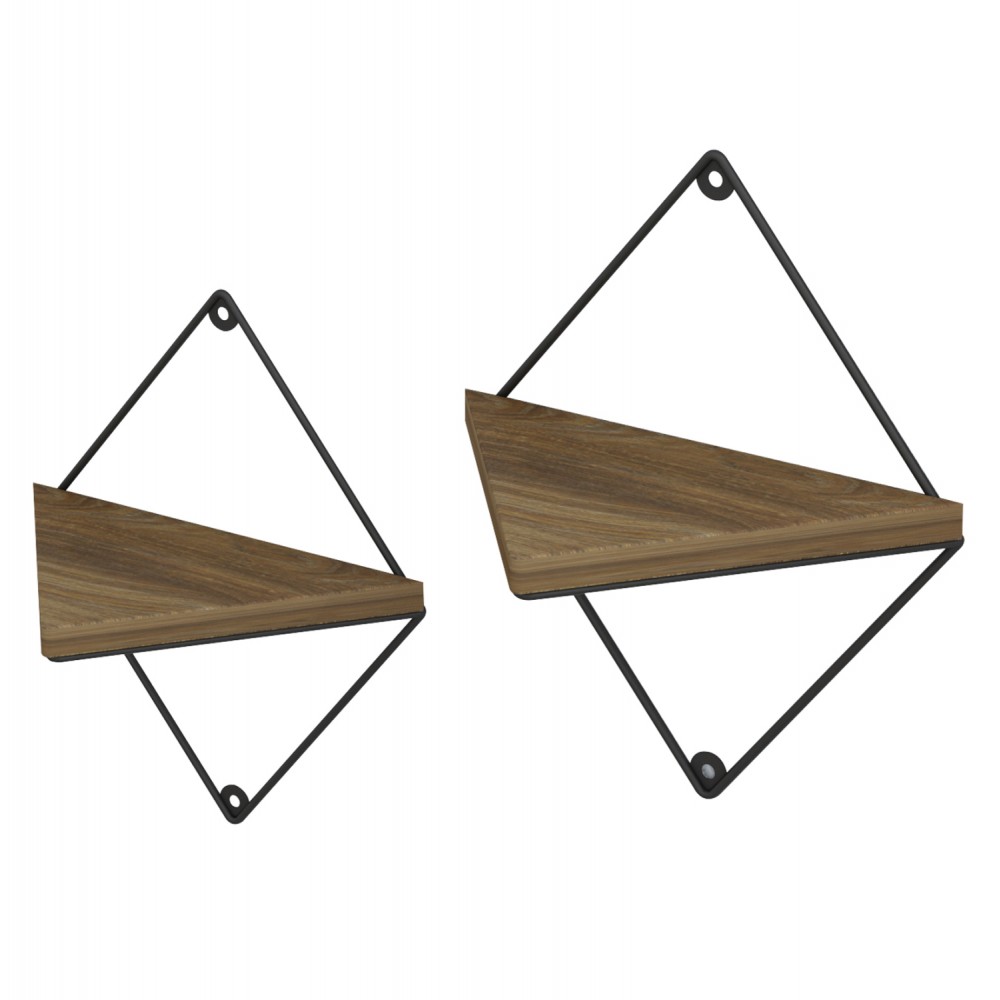 Ράφια τοίχου 2τμχ "EVERLEIGH" από μέταλλο σε χρώμα φυσικό/μαύρο 22x13x30