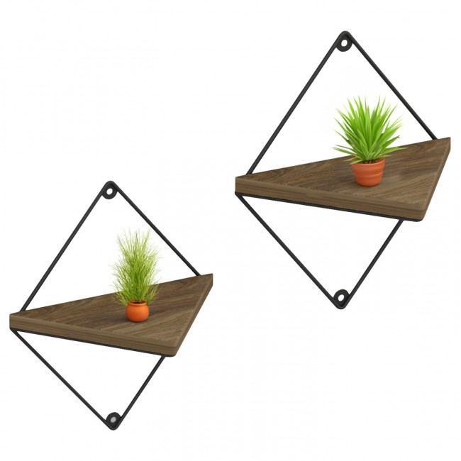 Ράφια τοίχου 2τμχ "EVERLEIGH" από μέταλλο σε χρώμα φυσικό/μαύρο 22x13x30