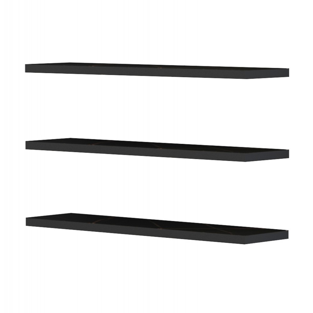 Σετ ράφια τοίχου "CASSIUS" σε χρώμα μαύρο μαρμάρου 60x14,5