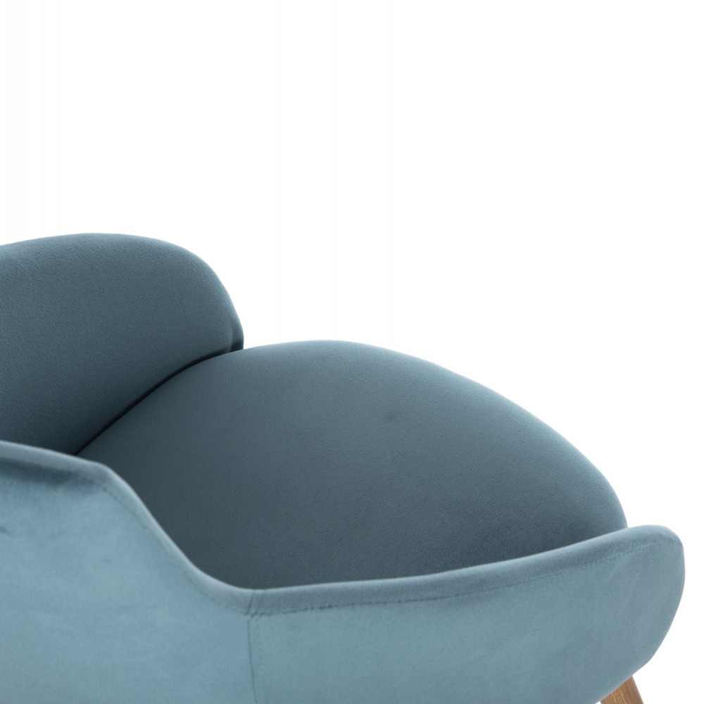 Πολυθρόνα "IVY" από βελούδο/μέταλλο σε χρώμα τιρκουάζ/φυσικό 53x55x79