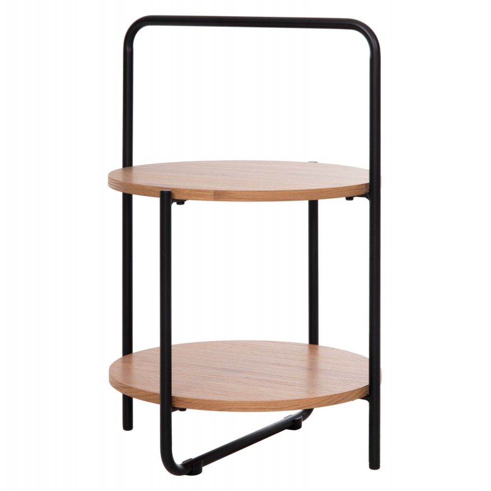 Τραπέζι βοηθητικό "SYLO" από mdf/μέταλλο σε φυσικό/μαύρο χρώμα Φ44x66