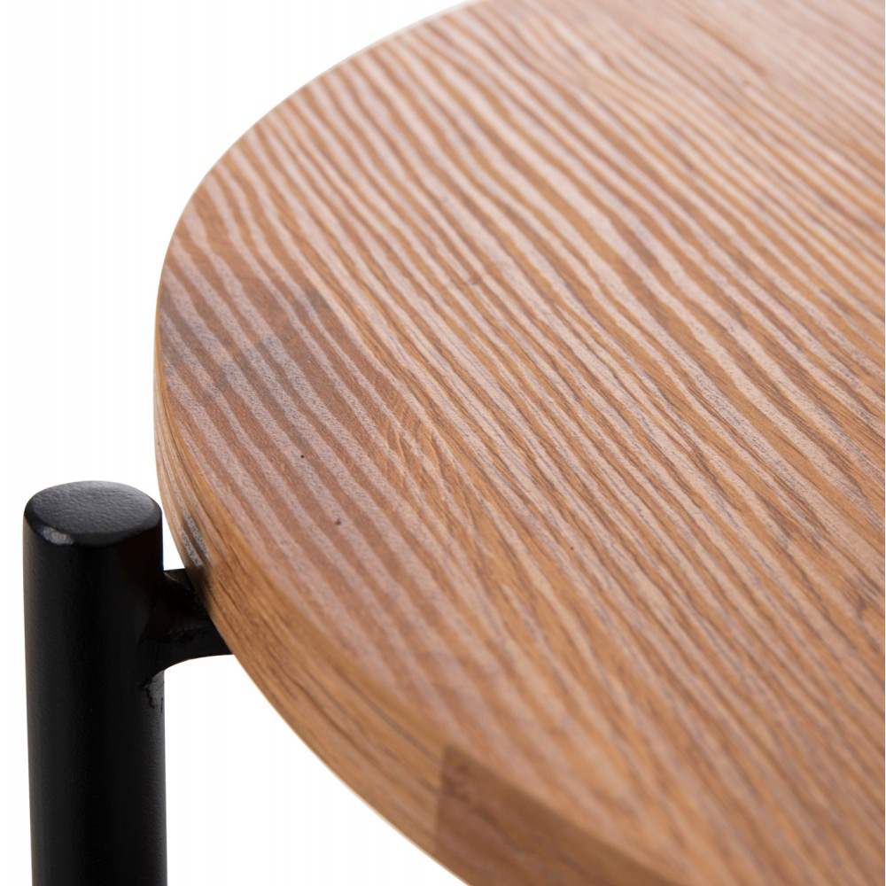 Τραπέζι βοηθητικό "SYLO" από mdf/μέταλλο σε φυσικό/μαύρο χρώμα Φ44x66