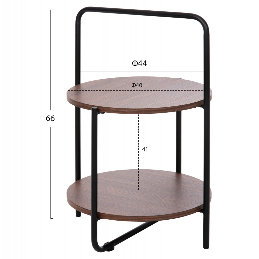 Τραπέζι βοηθητικό "SYLO" από mdf/μέταλλο σε καρυδί/μαύρο χρώμα Φ44x66