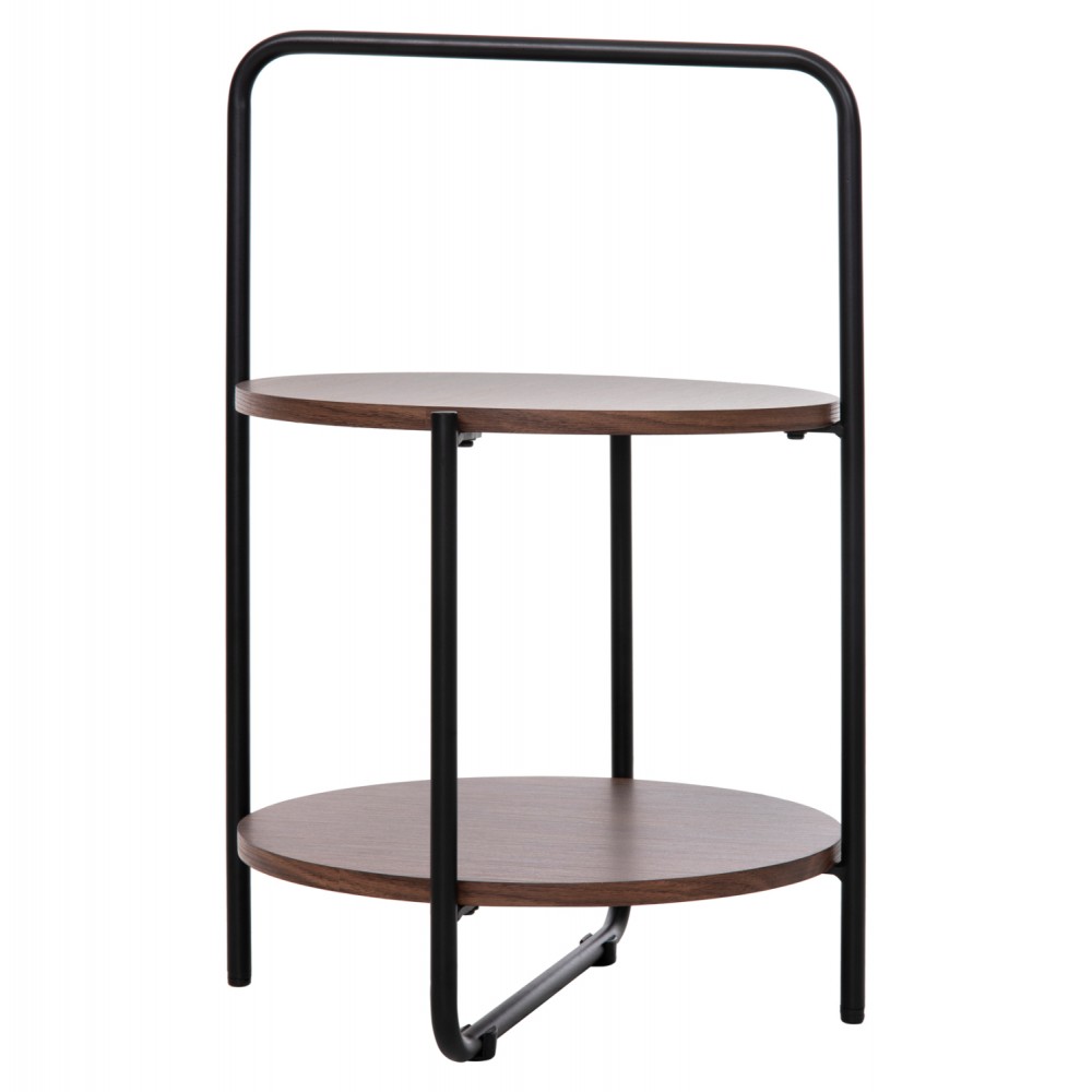 Τραπέζι βοηθητικό "SYLO" από mdf/μέταλλο σε καρυδί/μαύρο χρώμα Φ44x66