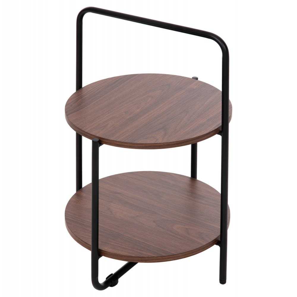 Τραπέζι βοηθητικό "SYLO" από mdf/μέταλλο σε καρυδί/μαύρο χρώμα Φ44x66