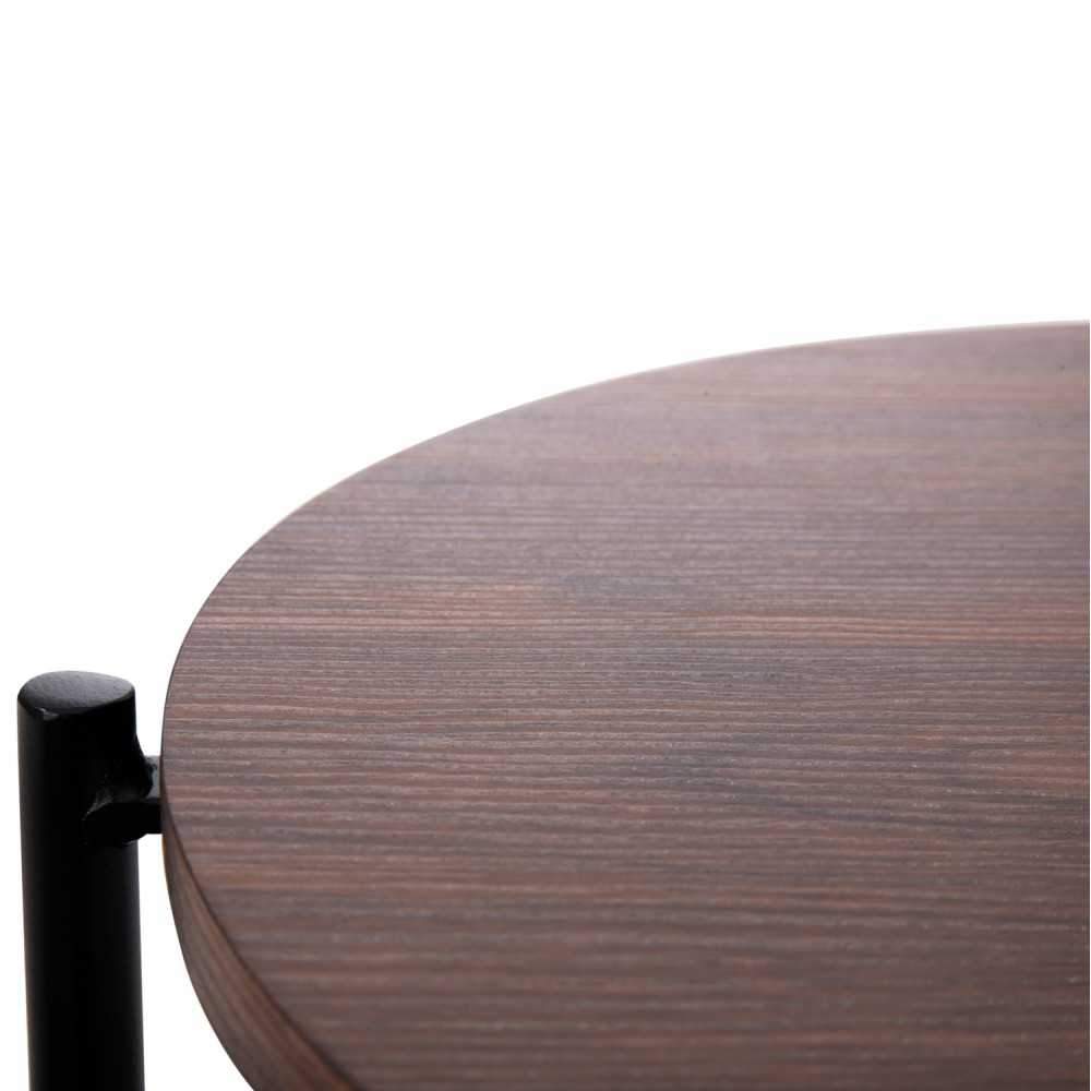 Τραπέζι βοηθητικό "SYLO" από mdf/μέταλλο σε καρυδί/μαύρο χρώμα Φ44x66