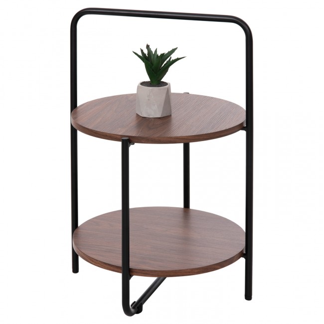 Τραπέζι βοηθητικό "SYLO" από mdf/μέταλλο σε καρυδί/μαύρο χρώμα Φ44x66